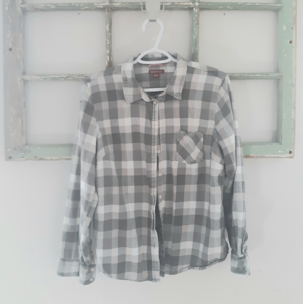 Merona Gray Plaid Flannel